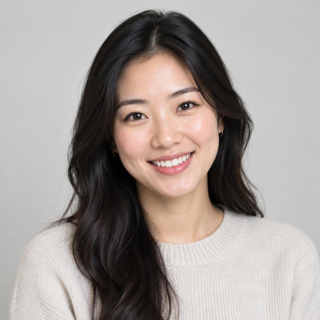Portrait of a woman with dark hair smiling